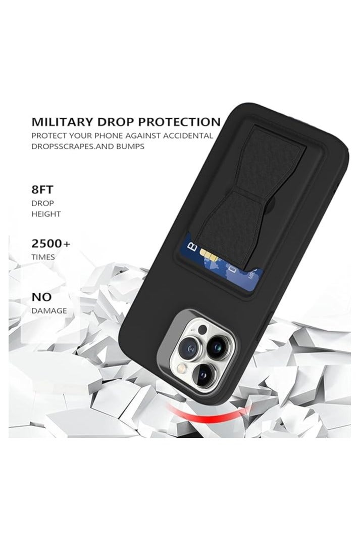 Case for iPhone 16 Pro Max Magnetic Card Holder Kickstand Case, Compatible with Magnetic Car Mount, Shockproof Slim Wallet Soft TPU Leather Stand Cover for Men Women (Black, iPhone 16 Pro Max) - Image 5
