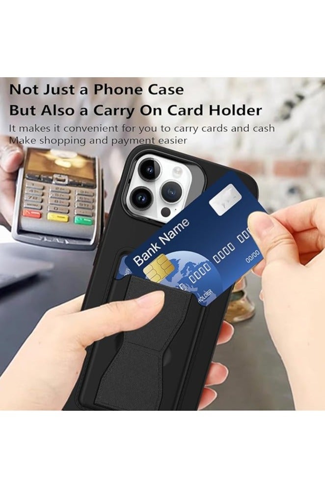 Case for iPhone 16 Pro Max Magnetic Card Holder Kickstand Case, Compatible with Magnetic Car Mount, Shockproof Slim Wallet Soft TPU Leather Stand Cover for Men Women (Black, iPhone 16 Pro Max) - Image 4