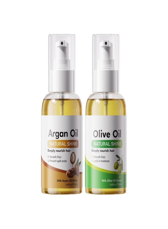 Grospe Olive & Argan Oil Hair Oil Set for Damaged Hair – 2-in-1 Deep Conditioning Treatment for Dry, Frizzy, Curly Hair – Restore Shine & Softness with Natural Oils – 100ml + 100ml - Image 1