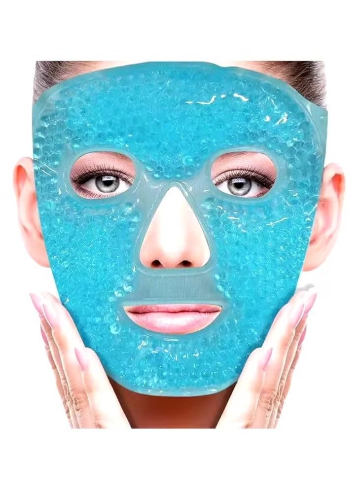اترجسز سبا الباردة الساخنة قناع الوجه الكامل النوم كيس الثلج يقلل من انتفاخ الوجه الأسود الهالات هلام الخرز ضغط المرأة - Image 1