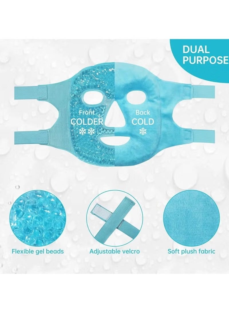 اترجسز سبا الباردة الساخنة قناع الوجه الكامل النوم كيس الثلج يقلل من انتفاخ الوجه الأسود الهالات هلام الخرز ضغط المرأة - Image 2