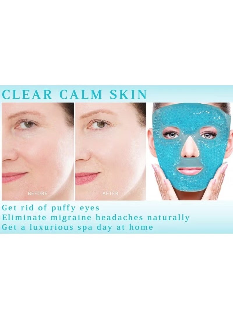 اترجسز سبا الباردة الساخنة قناع الوجه الكامل النوم كيس الثلج يقلل من انتفاخ الوجه الأسود الهالات هلام الخرز ضغط المرأة - Image 3