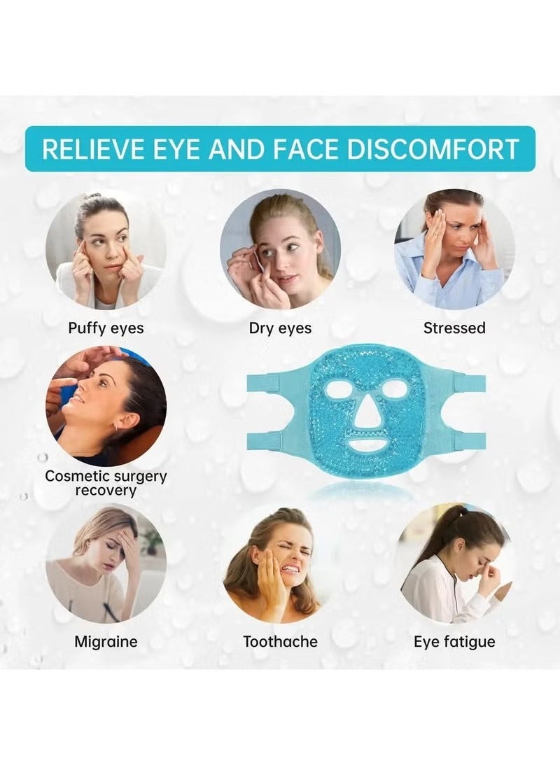 اترجسز سبا الباردة الساخنة قناع الوجه الكامل النوم كيس الثلج يقلل من انتفاخ الوجه الأسود الهالات هلام الخرز ضغط المرأة - Image 4