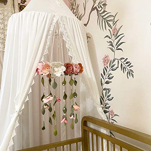 LOAOL LOAOL Kids Bed Canopy with Lace Sheer Chiffon Hanging Canopy Net for Baby Crib Nook Castle Game Tent Nursery Play Room Decor (White)  - Image 2