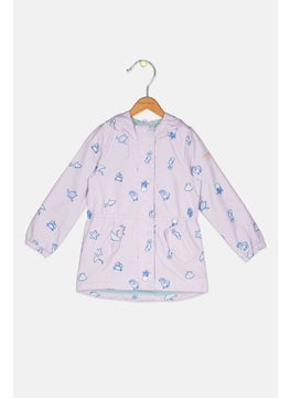Kids Girls Allover Print Rain Jacket, Lavender