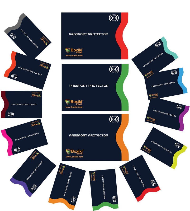 Boxiki travel Boxiki Travel RFID Blocking Sleeves, Set with Color Coding, Navy Blue, Unisex Wallet, Protects Credit Cards and Passports  - Image 1