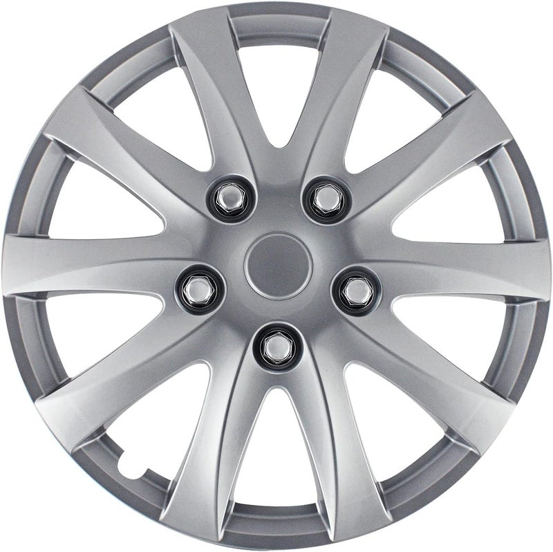 Pilot Automotive 15 Inch Silver Universal Hubcap Wheel Covers - Image 1