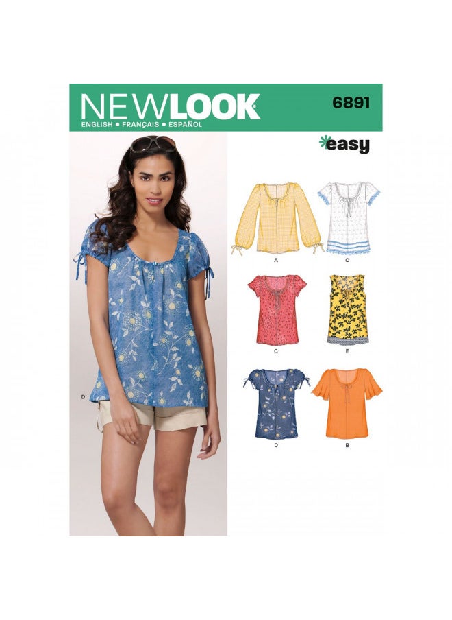Simplicity Creative Group Inc - Patterns Simplicity New Look Easy Pattern 6891 Misses Pull-On Tops with Variations at Sleeve Sizes 10-12-14-16-18-20-22  - Image 1