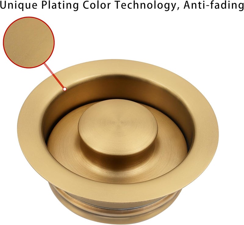 LQS Kitchen Sink Garbage Disposal Flange and Sink Stopper, fit 3-1/2 Inch Standard Sink Drain Hole Color Golden - Image 2
