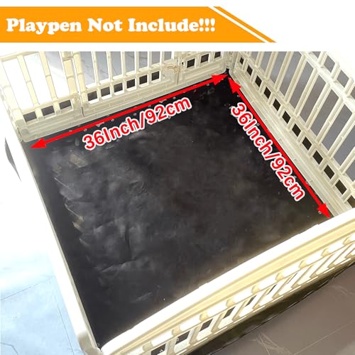 THINMUHAND Dog Playpen Bottom Pad Fits for 36 Inch 4 Panels Exercise Pet Playpen, Dog Crate Pad Puppy Playpen Pad, Hoop and Loop Design (Note: Playpen Not Included). -PureBlack - Image 2