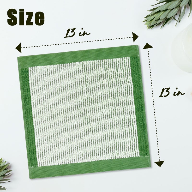 Cleanbear Wash Cloths for Showering, 12 Washcloths with Stylish Jacquard Weaved Design, Green Cotton Washcloth Set, 13 x 13 Inches - Image 2