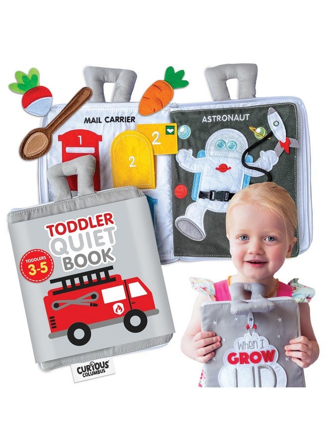 كيوريس كولومبوس كتاب كولومبوس الفضولي الهادئ المصنوع من القماش - كتاب مليء بالنشاط للأطفال الصغار من سن 3 إلى 5 سنوات - ألعاب سفر للأطفال الصغار على شكل طائرة - كتب أنشطة ما قبل المدرسة من مونتيسوري - ممتعة وتعليمية للأطفال الصغار - Image 1