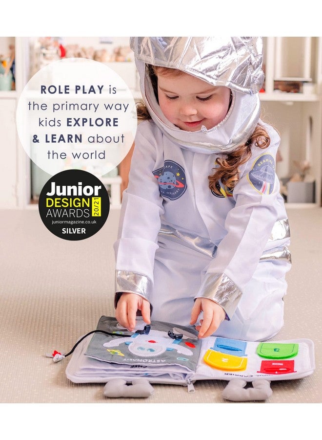 كيوريس كولومبوس كتاب كولومبوس الفضولي الهادئ المصنوع من القماش - كتاب مليء بالنشاط للأطفال الصغار من سن 3 إلى 5 سنوات - ألعاب سفر للأطفال الصغار على شكل طائرة - كتب أنشطة ما قبل المدرسة من مونتيسوري - ممتعة وتعليمية للأطفال الصغار - Image 2