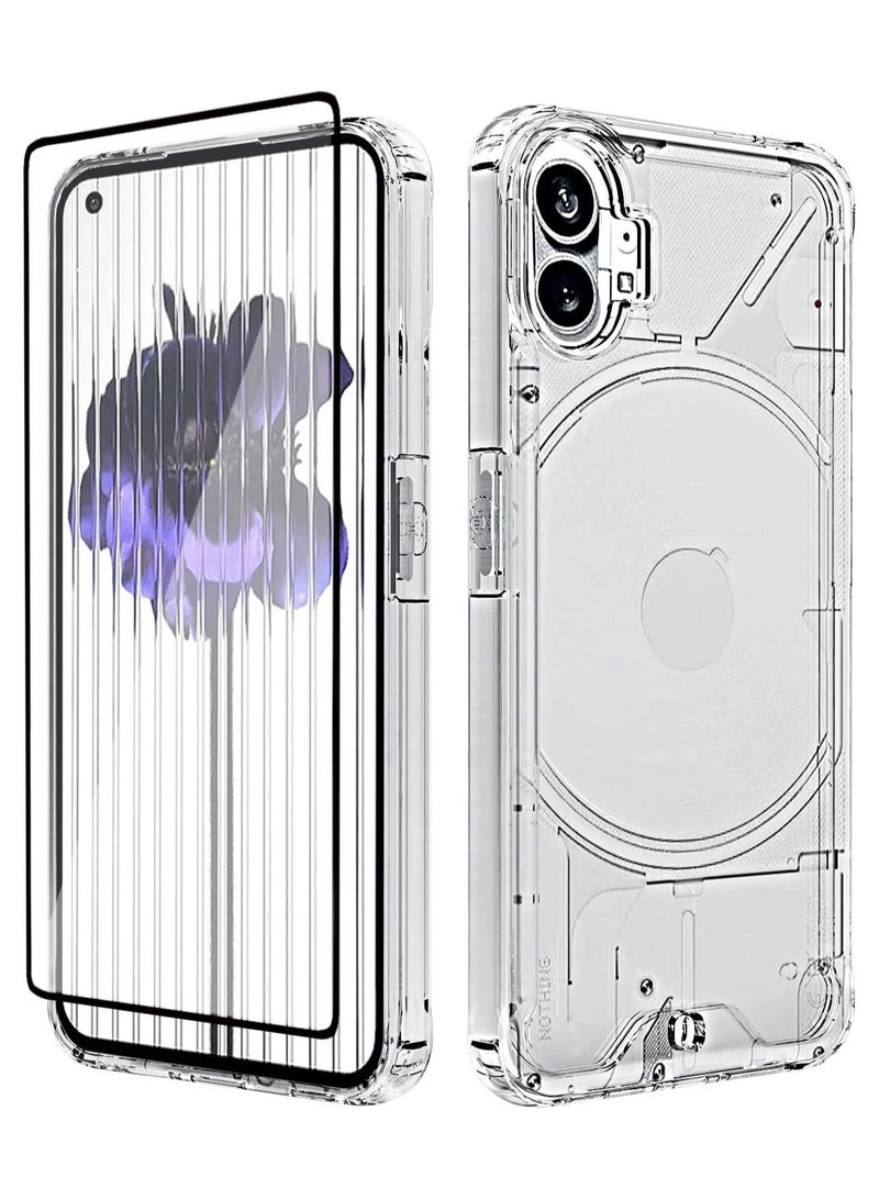 Nothing Phone 1 Case with Nothing Phone 1 Screen Protector Tempered Glass, Hybrid Shockproof Bumper Hard Acrylic + TPU Back Cover Phone Case - Image 1
