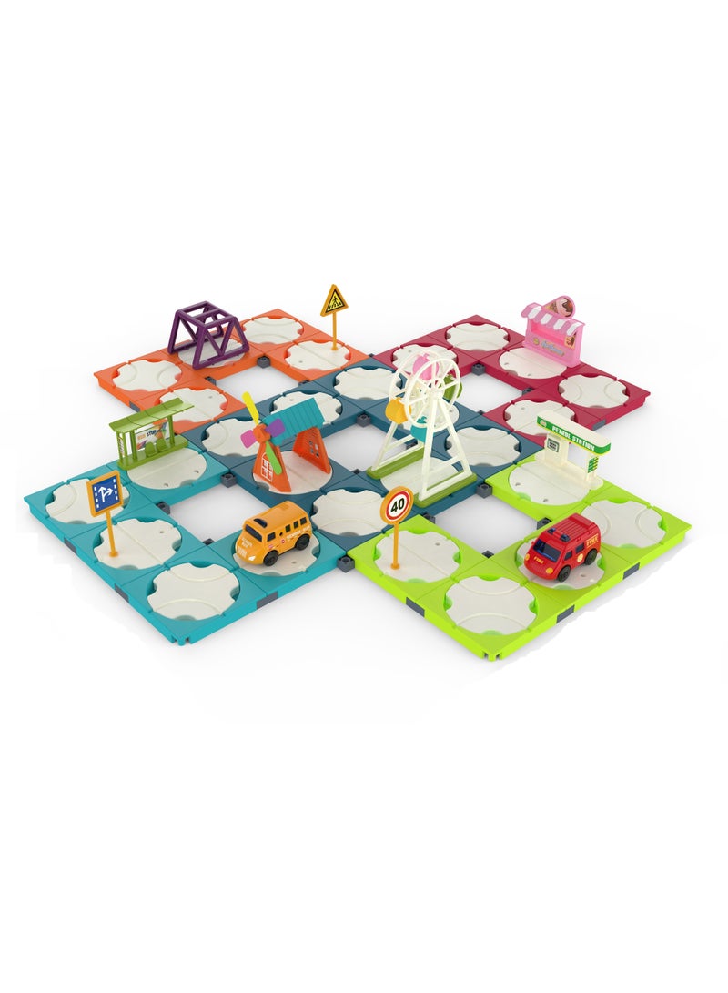 UKR Rotating Track Playset – Self-Driven Magnetic Road with 2 Cars, Customizable Educational Pretend Play for Boys, Building Blocks Learning Game with Accessories - Image 3