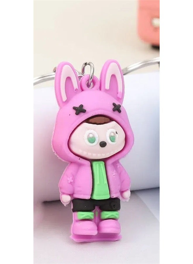 Cartoon Sheep Silicone Keychain Accessory Purple-sweatshirt tarpaulin，Cute Doll Wristlet Accessories Monsters Decoration Chain Bag Charm Gift for Women - Image 2