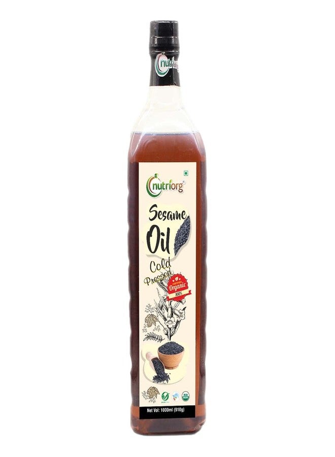Nutriorg Organic Cold Pressed Black Sesame Oil 1Ltr | Kachi Ghani | Wood Pressed | Unrefined & Chemical-Free | Rich in Vitamin E & Antioxidants | Ideal for Cooking, Oil Pulling, Hair & Skin Care | Pure Gingelly Oil - Image 1