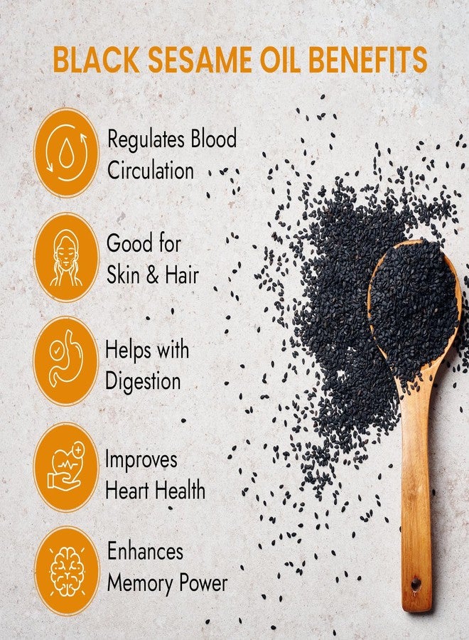 Nutriorg Organic Cold Pressed Black Sesame Oil 1Ltr | Kachi Ghani | Wood Pressed | Unrefined & Chemical-Free | Rich in Vitamin E & Antioxidants | Ideal for Cooking, Oil Pulling, Hair & Skin Care | Pure Gingelly Oil - Image 5