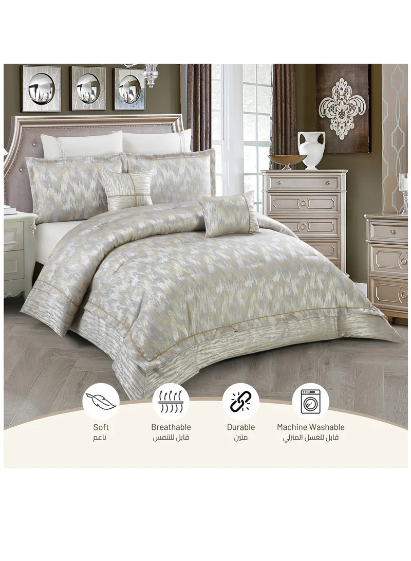 Donetella Hotel Bedding Comforter Set King Size 8-Pcs Luxury And Stylish Quilted Comforter Bed Fits(200 x200 Cm)With Brushed Microfiber And Soft Down Alternative Filling,Ansonia