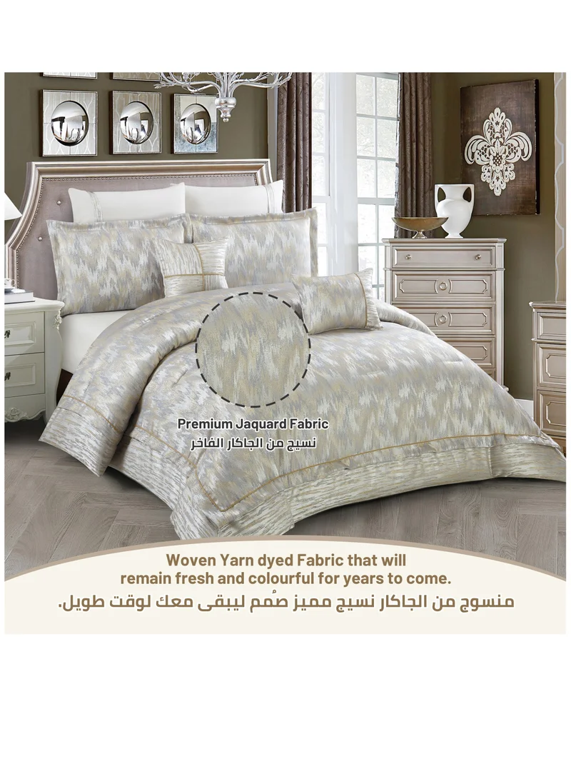 Donetella Hotel Bedding Comforter Set King Size 8-Pcs Luxury And Stylish Quilted Comforter Bed Fits(200 x200 Cm)With Brushed Microfiber And Soft Down Alternative Filling,Ansonia