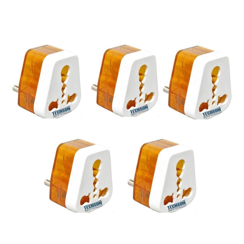 TECHSON 6amp to 16amp 3 Pin Universal Conversion Plug Converts 6A Socket to 16 A Socket for Geysers ACRefrigratorMicrowaveetc for Indian and International PlugsPack of5 - Image 1
