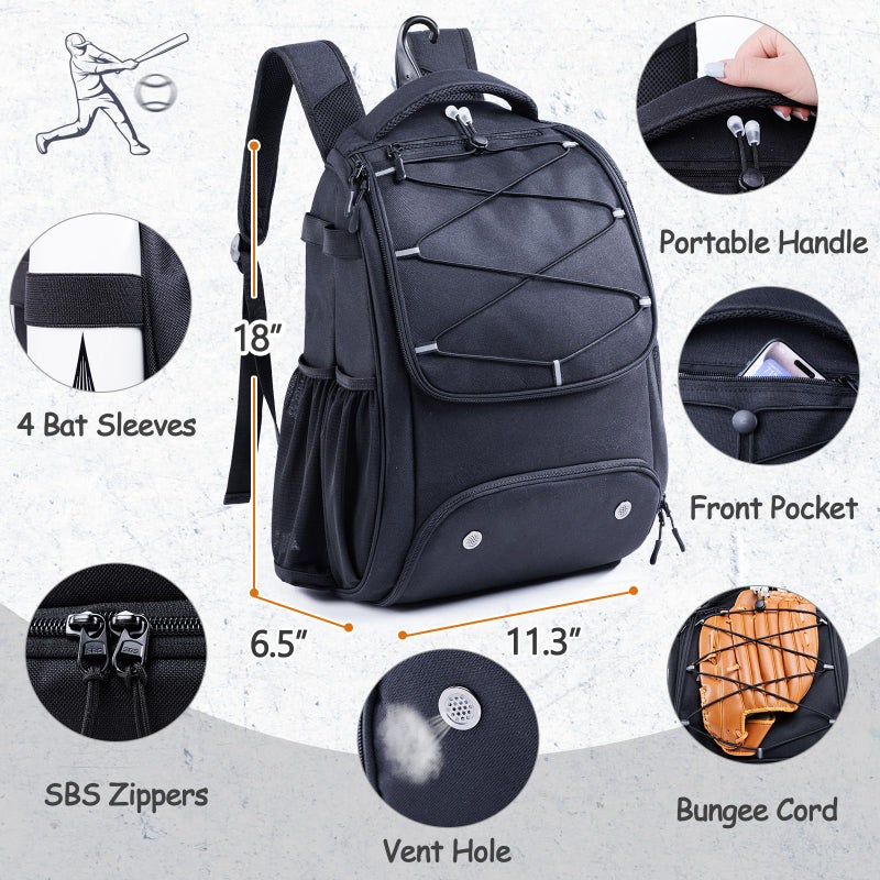 VIGEGARI Youth Baseball Bag Backpack with Bat Holder for Boys Girls Baseball & Softball Bat Bag for T-Ball Equipment, Kids Baseball Backpack with Shoe Compartment & Glove Storage - Image 5