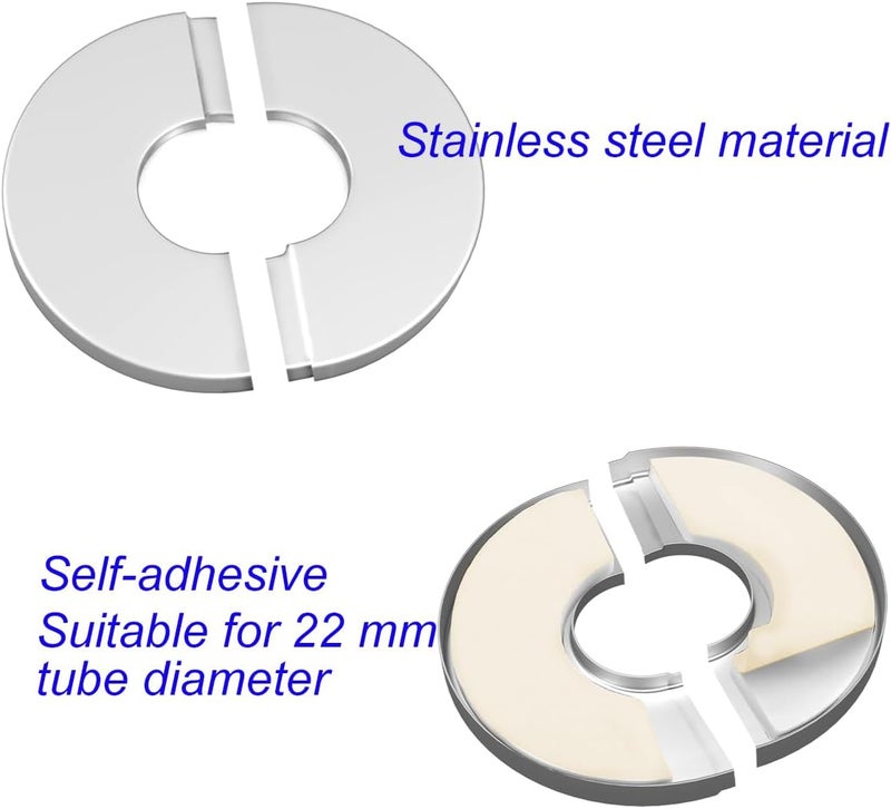 DVECUE Wall Split Flange Stainless Steel split Escutcheon Plate Self-Adhesive Plumbing Cover Plates Round for 22mm Diameter Pipe - Image 3