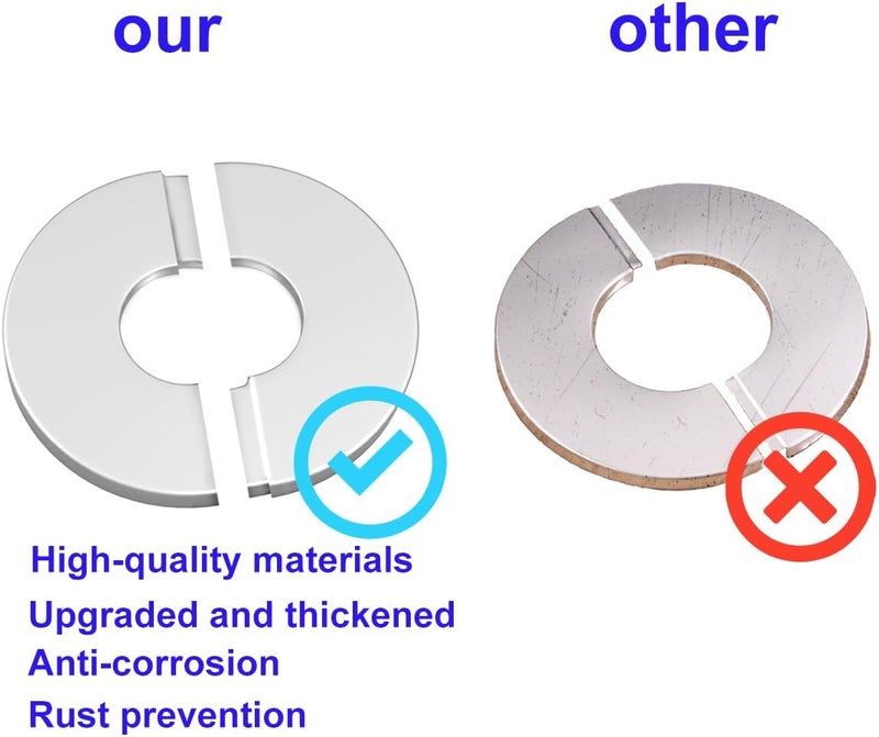 DVECUE Wall Split Flange Stainless Steel split Escutcheon Plate Self-Adhesive Plumbing Cover Plates Round for 22mm Diameter Pipe - Image 5