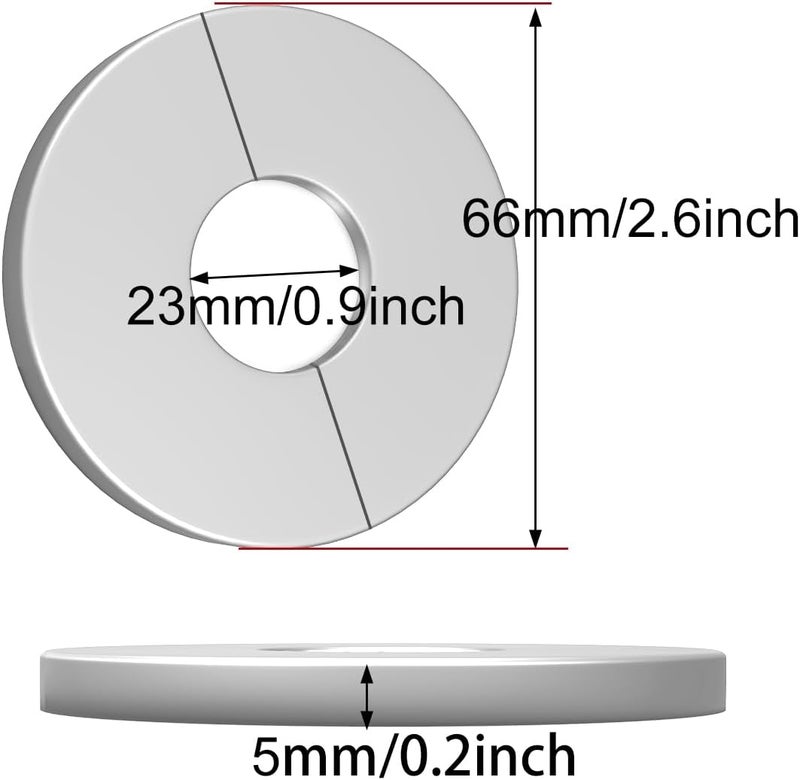 DVECUE Wall Split Flange Stainless Steel split Escutcheon Plate Self-Adhesive Plumbing Cover Plates Round for 22mm Diameter Pipe - Image 2