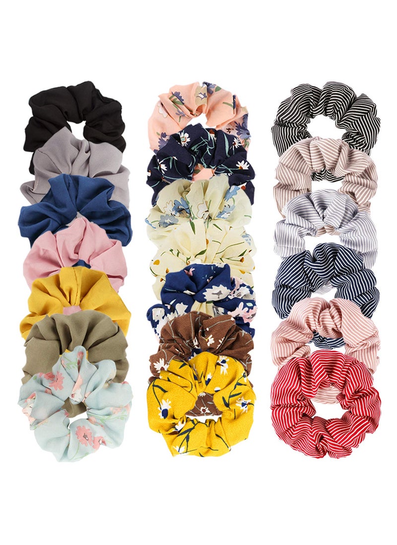 Velscrun Velscrun 20 Pcs Floral Plaid Solid Color Scrunchies, Scrunchies for Girls Women with Chiffon, Hair Scrunchies for Women's Hair Elastics Bands Ponytail Holder Bulk, Hair Accessories Hair Ties Gifts 