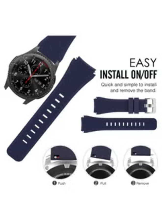 ELTRAZONE Elegant Navy Smartwatch Band for Samsung Gear S3 Frontier and Classic – Classic Replacement Strap - Image 1