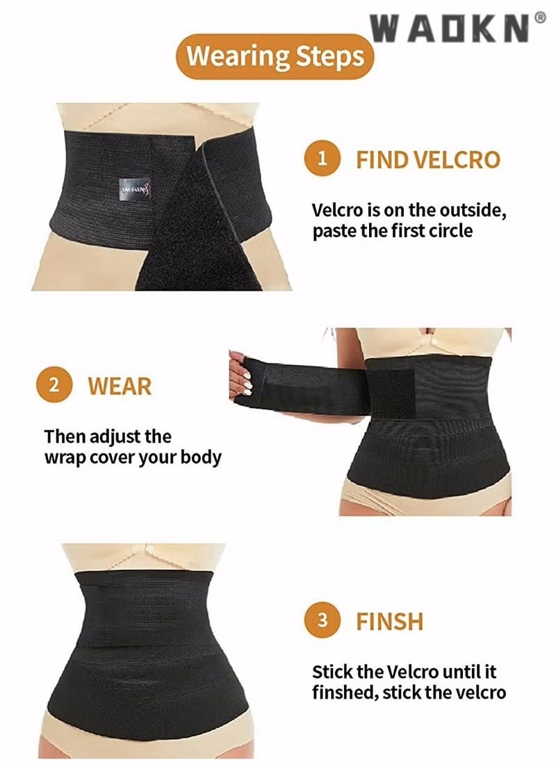 WAOKN Waist Belt, Wrap Waist Trainer for Women, Tummy Wrap Waist Trimmer Belt Slimming Body Shaper Women Waist Bandage Wrap Trimmer Belt Waist Trainer Shaper wear Tummy Control Slimming Fat Burning  - Image 2
