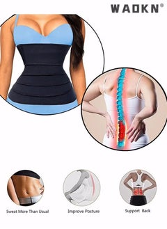 WAOKN Waist Belt, Wrap Waist Trainer for Women, Tummy Wrap Waist Trimmer Belt Slimming Body Shaper Women Waist Bandage Wrap Trimmer Belt Waist Trainer Shaper wear Tummy Control Slimming Fat Burning  - Image 3