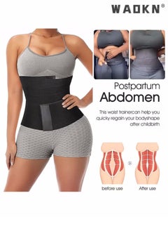 WAOKN Waist Belt, Wrap Waist Trainer for Women, Tummy Wrap Waist Trimmer Belt Slimming Body Shaper Women Waist Bandage Wrap Trimmer Belt Waist Trainer Shaper wear Tummy Control Slimming Fat Burning  - Image 5