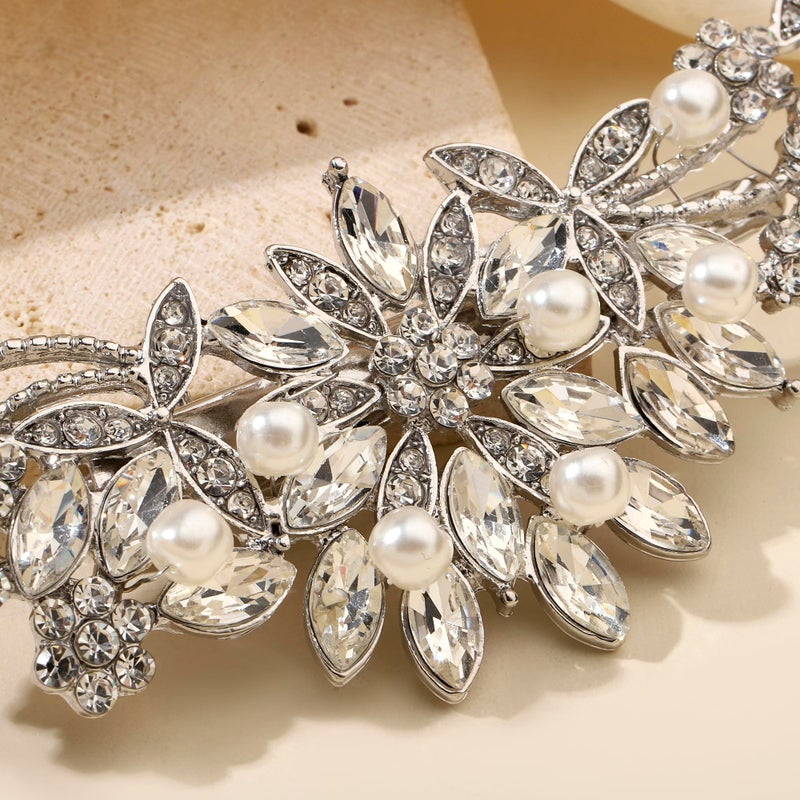 Hapibuy Crystal Rhinestone Pearl Hair Clip Comb Silver Wedding Hair Acessory Bridal Hair Pins Bride Headpiece - Image 2