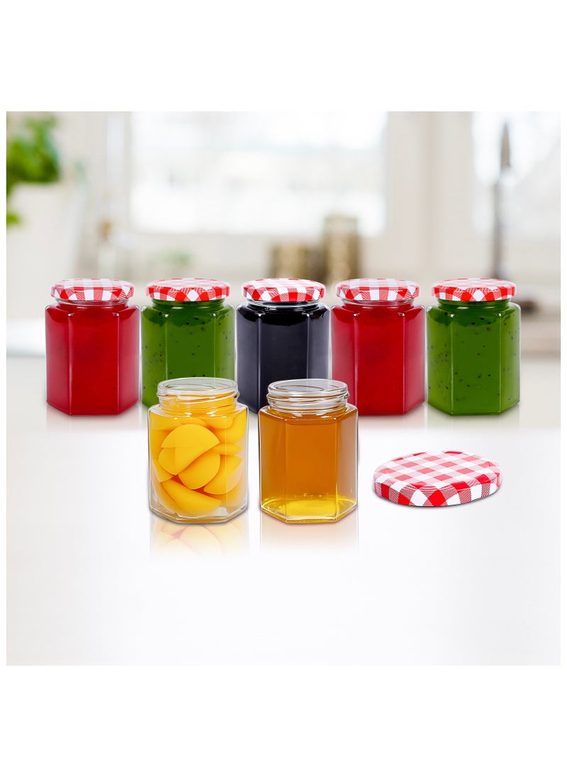 12Pack 8oz Hexagon Glass Jars with Airtight Red Gingham Lids, Small Canning Jars for Jam, Honey, Pickling, Preserving, Spice Storage, DIY Candle Making & Party Favors - pzsku/Z7C738A78F124149DD6A0Z/45/_/1737408664/0d4af781-263c-42bd-bc69-db81f8e81a4e