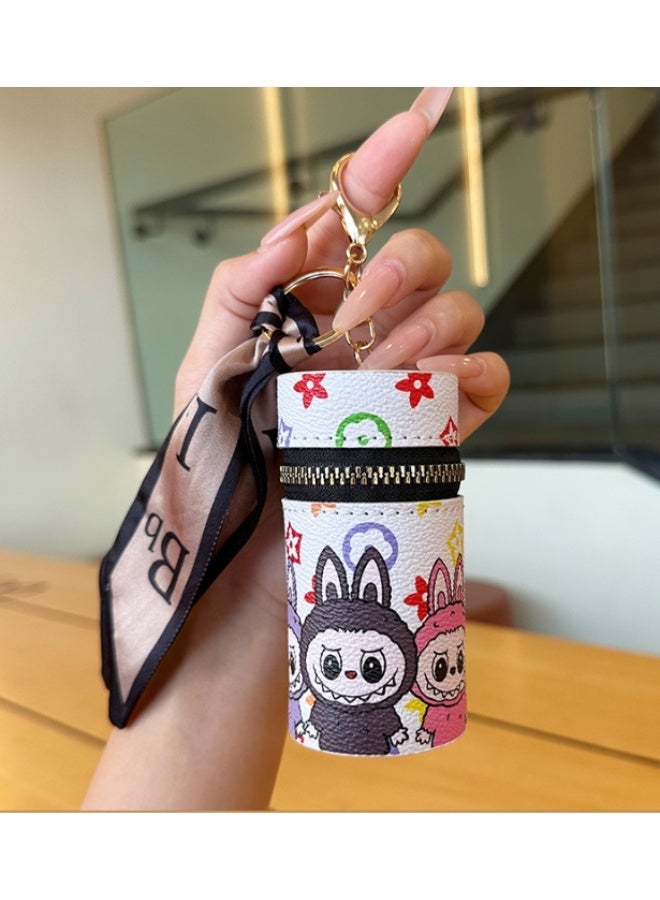 LABUBU Cartoon Labubu lipstick storage bag and coin purse with ribbon - Image 2