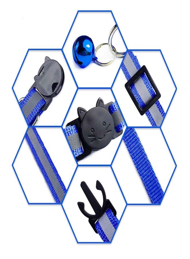 Pet Guard Nylon Reflective- Safety Cats Collar with Bells - Blue - Image 5