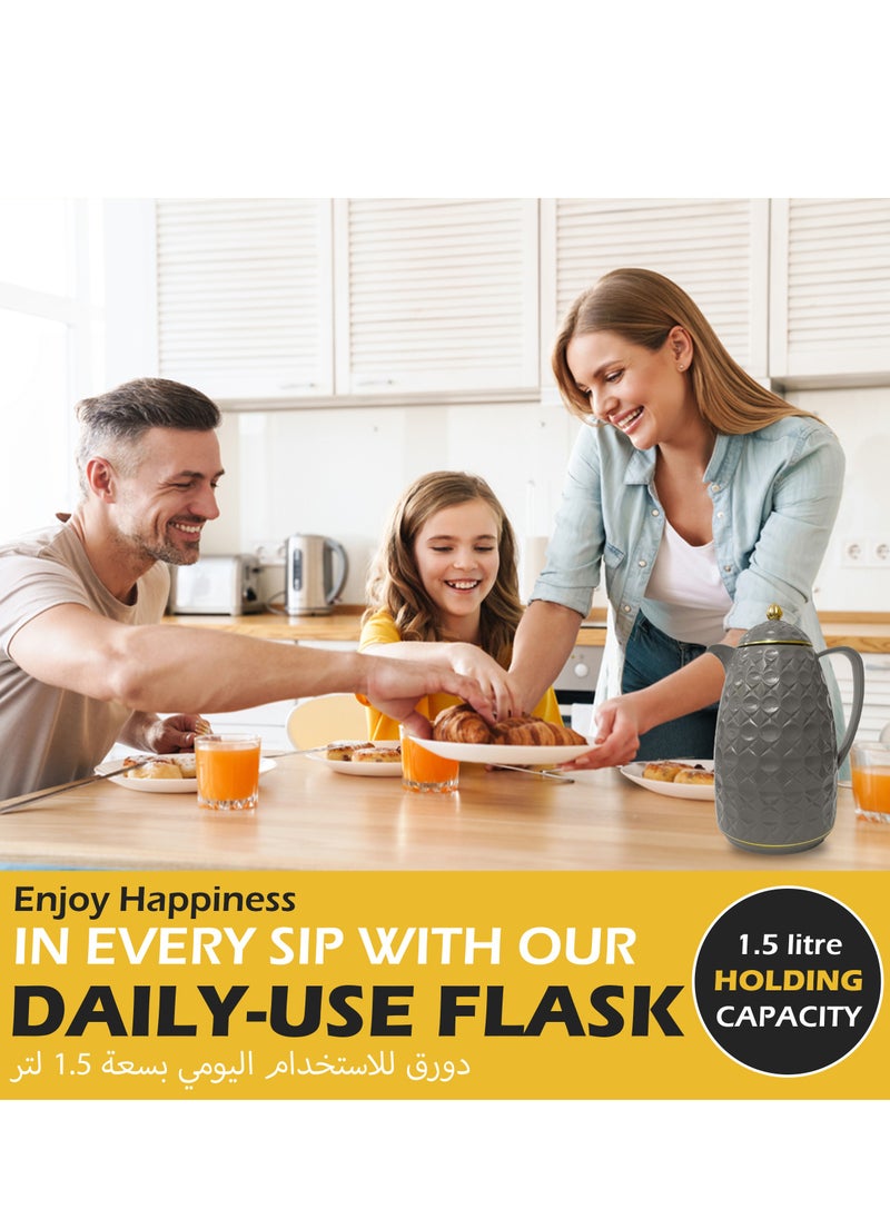 Generic - Al-Nokhba Thermos Flask Set: Enjoy hot & cold drinks with insulated Mug, vacuum-sealed design, leakproof cap, wide mouth, & comfort/safety Handle - Image 1