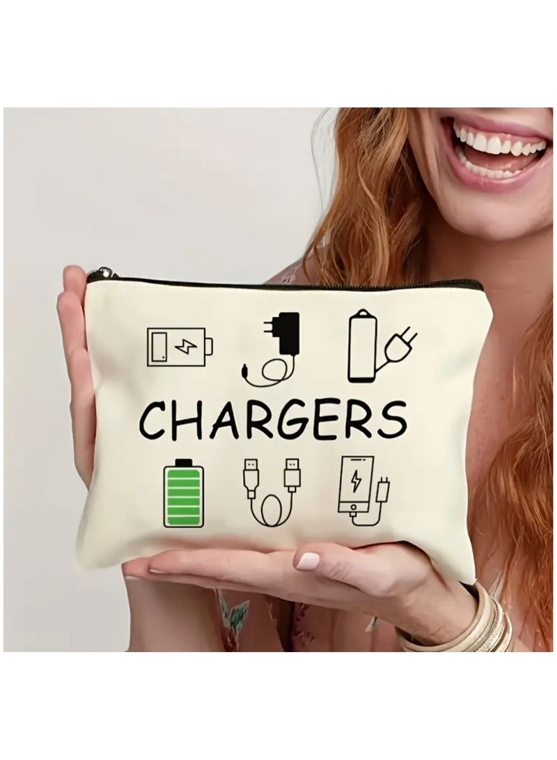 جست كواليتي حقيبة مستحضرات تجميل أنيقة مطبوعة بشاحن - منظم مكياج متعدد الاستخدامات وقابل لإعادة الاستخدام للسفر والعطلات والأعمال واللياقة البدنية والمغامرات الخارجية - هدية مثالية للنساء، مثالية للعيد - Image 1