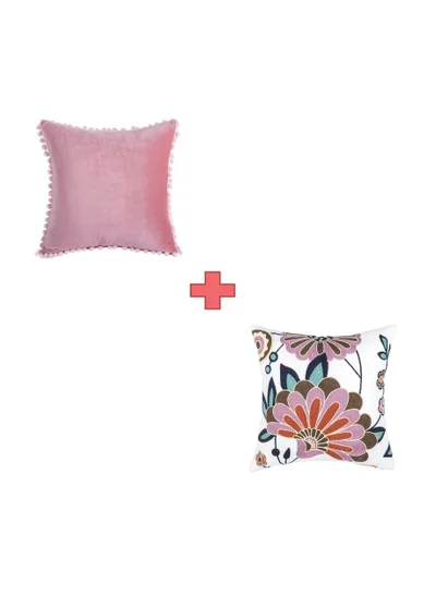 Donetella 2-piece embroidered cushion cover (45x45 cm) without filler Pink