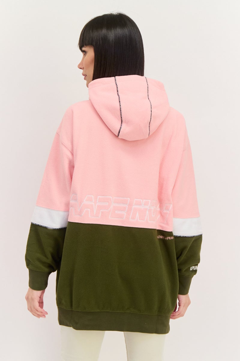 Aape By A Bathing Ape Women Embroidered Logo Hooded Sweatshirts, Pink - Image 3