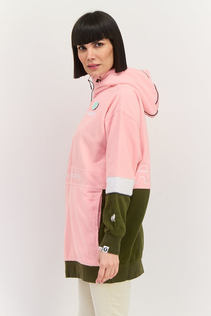 Aape By A Bathing Ape Women Embroidered Logo Hooded Sweatshirts, Pink - Image 2