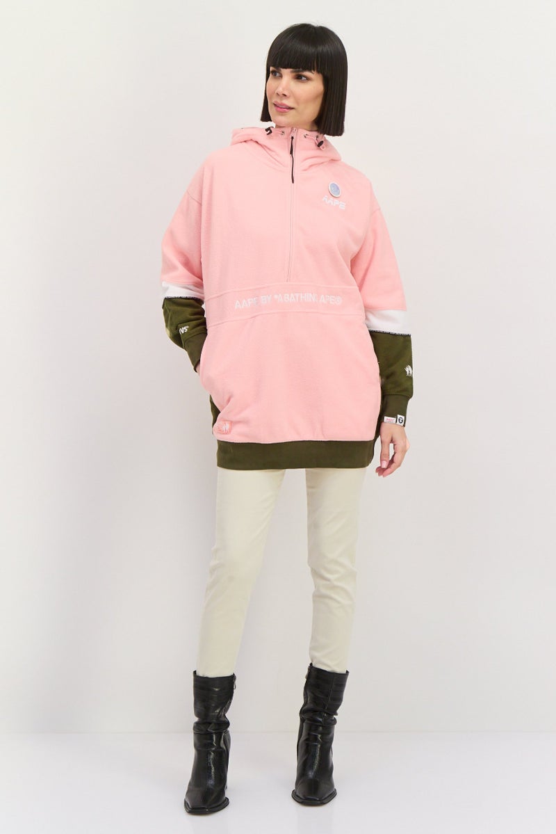 Aape By A Bathing Ape Women Embroidered Logo Hooded Sweatshirts, Pink - Image 4
