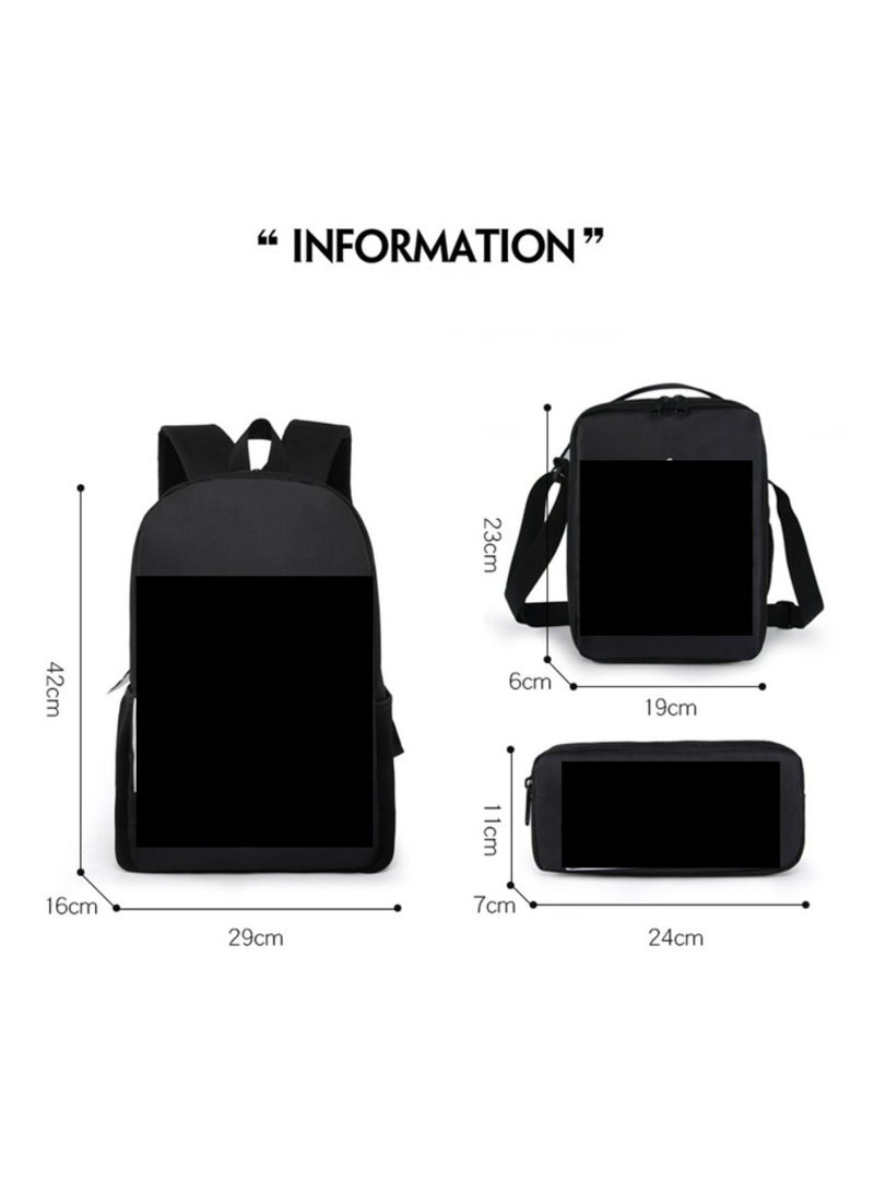 Godzilla Children's leisure load reducing large capacity printed backpack for elementary school students, 3-piece set - Image 2