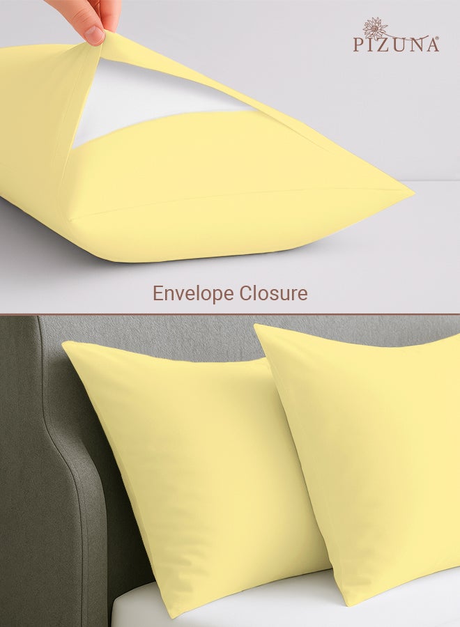 Pizuna Pure 100% Cotton Pillow Case 48 x 74 cm Mellow Yellow, 400 Thread Count Soft Luxurious Long Staple Cotton Sateen Weave Pillow Cover (Pillowcase - 2 PC) - Image 4