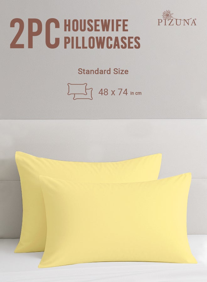 Pizuna Pure 100% Cotton Pillow Case 48 x 74 cm Mellow Yellow, 400 Thread Count Soft Luxurious Long Staple Cotton Sateen Weave Pillow Cover (Pillowcase - 2 PC) - Image 3