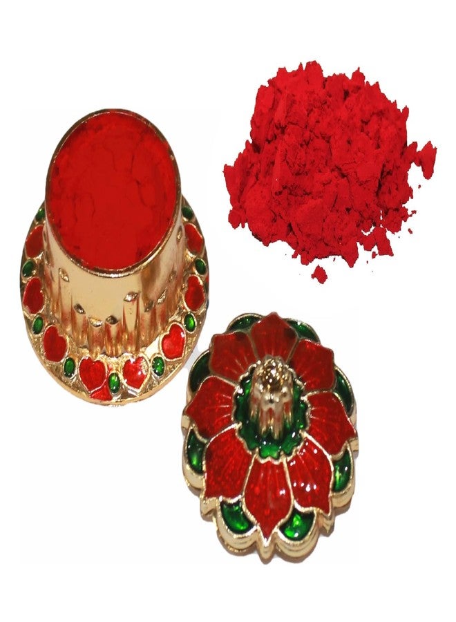 GRI9 Indian Dark Red Pure Kumkum Powder (Sindoor, Kumkuma, Kum Kum) For Makeup, Pooja And Other Hindu Rituals (Dark Red, Fancy Box 1) - Image 1