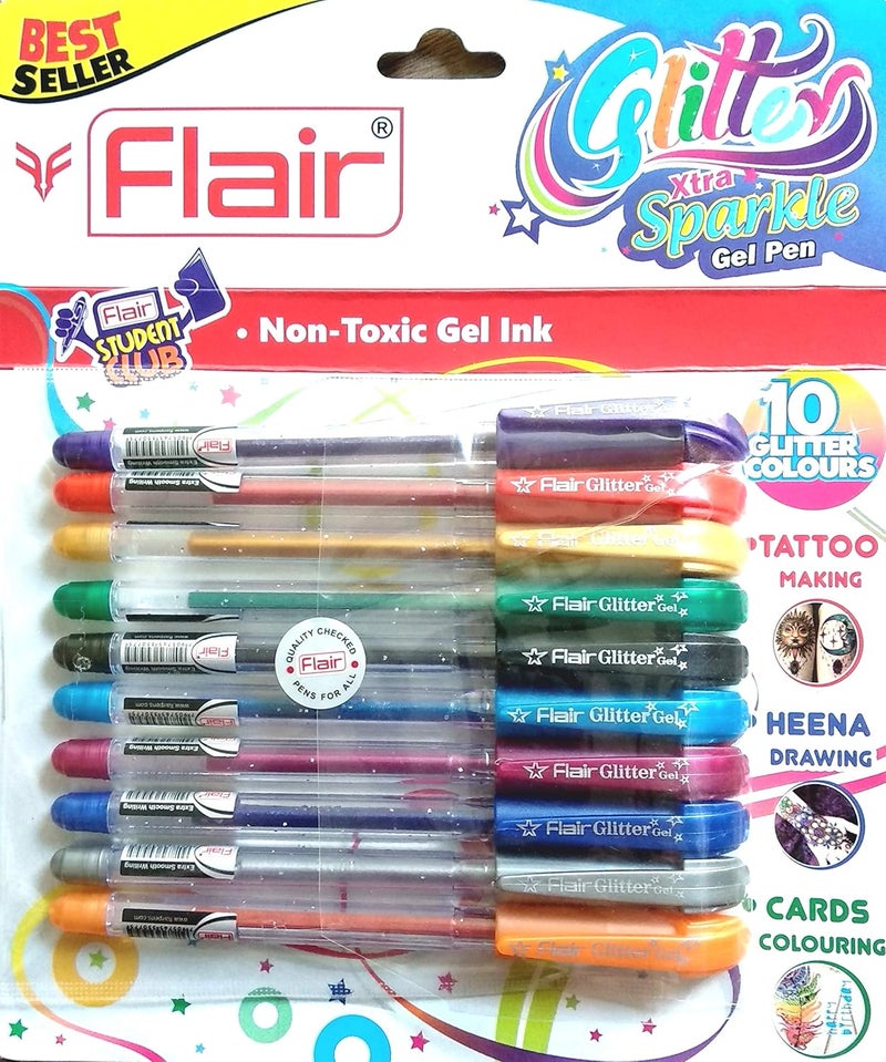 FLAIR Xtra Sparkle Glitter Gel 10 Colours Xtra Sparkle Gel Pen - Image 3