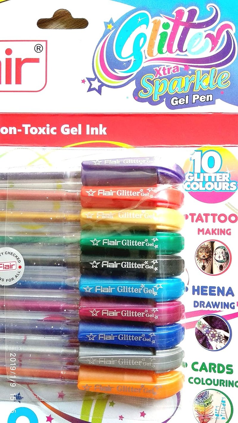 FLAIR Xtra Sparkle Glitter Gel 10 Colours Xtra Sparkle Gel Pen - Image 2